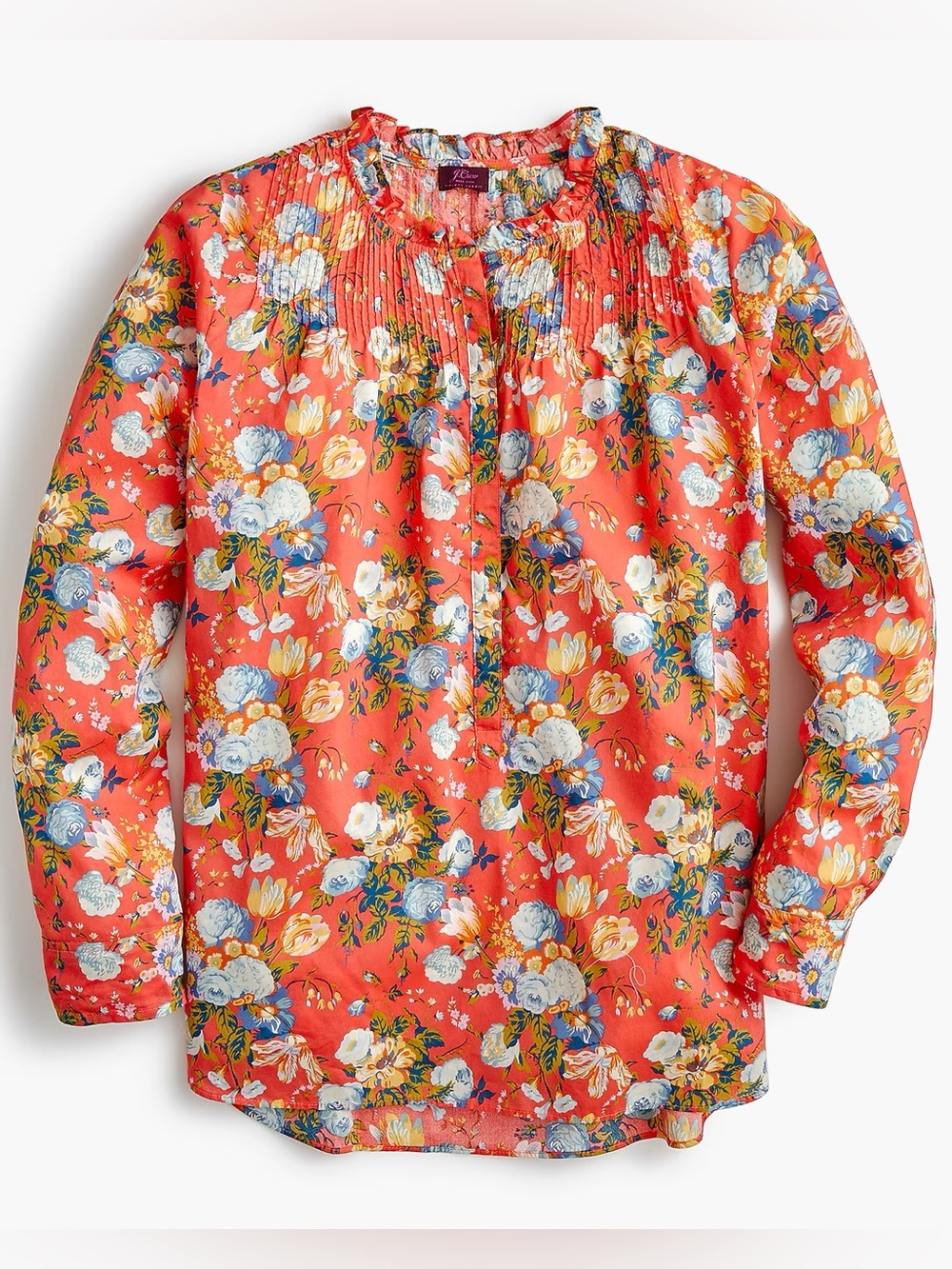 J. Crew Ruffle classic popover shirt in Liberty® coral floral